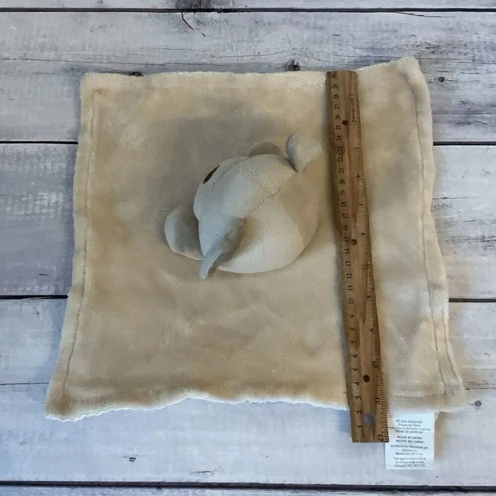 Carter’s Puppy Dog Lovey Tan Beige Plush Stuff Baby Security Blanket Satin Back